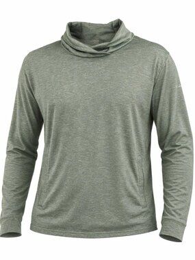 Columbia Omni-Neck Cowl Split Back Pullover Army Green Heather Pockets